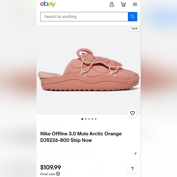 Men's Nike Offline 3.0 Madder Root "Mules" Like NEW Arctic Orange DJ5226-800 - Picture 2 of 15